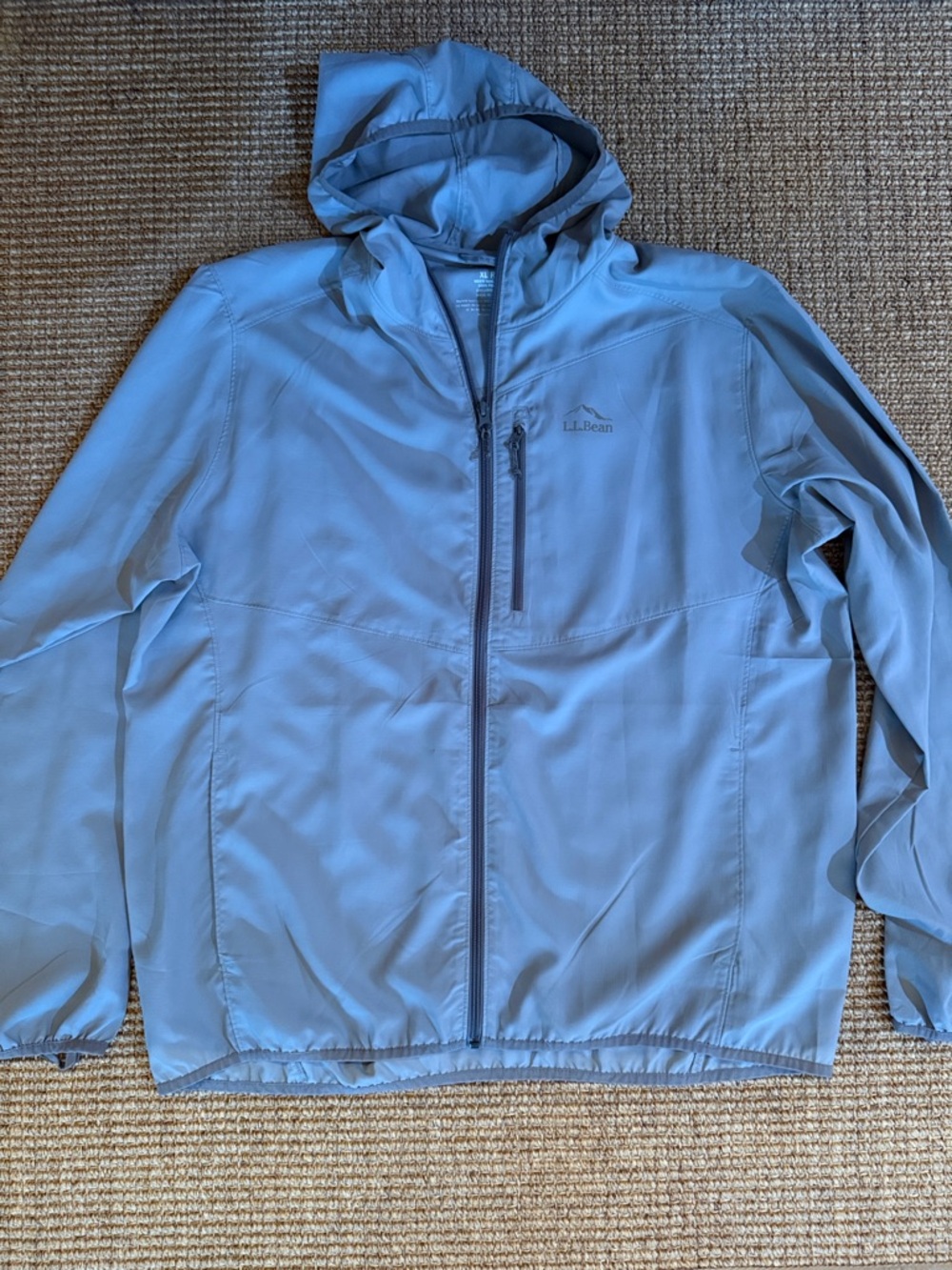 L.L.Bean XL Lightweight Hooded Jacket in Light Blue/Gray